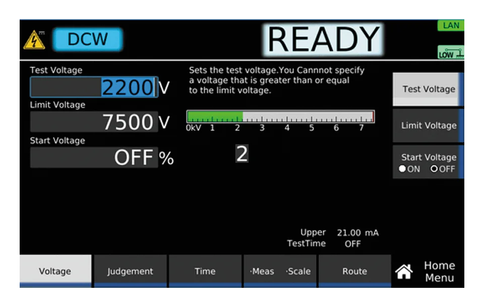 7.2 kV/100 W DC Hipot Test